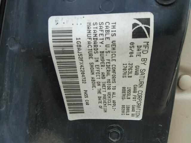 1G8AJ52FX4Z204722 - 2004 SATURN ION LEVEL TAN photo 10