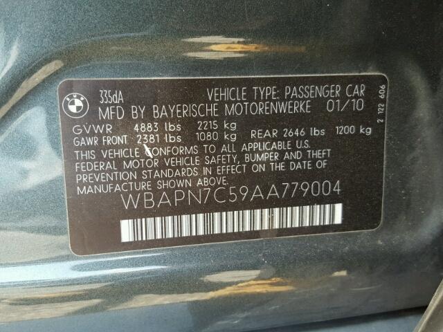 WBAPN7C59AA779004 - 2010 BMW 335 D GREEN photo 10