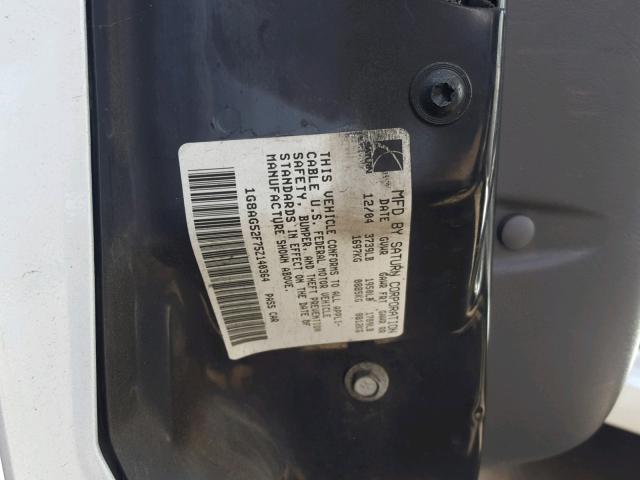 1G8AG52F75Z140364 - 2005 SATURN ION LEVEL WHITE photo 10