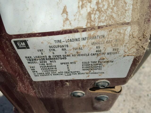 1G2NF52E32M637345 - 2002 PONTIAC GRAND AM S Tünd qırmızı foto 10