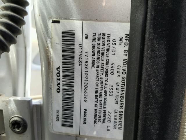 YV1RS61R912066368 - 2001 VOLVO S60 Күміс фото 10