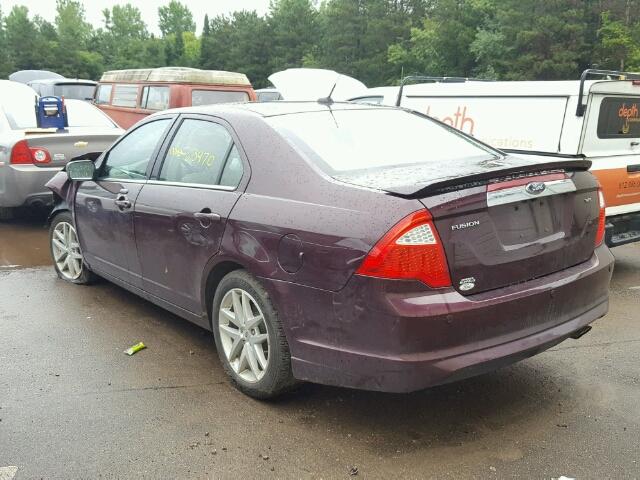 3FAHP0JA9CR386918 - 2012 FORD FUSION BURGUNDY photo 3