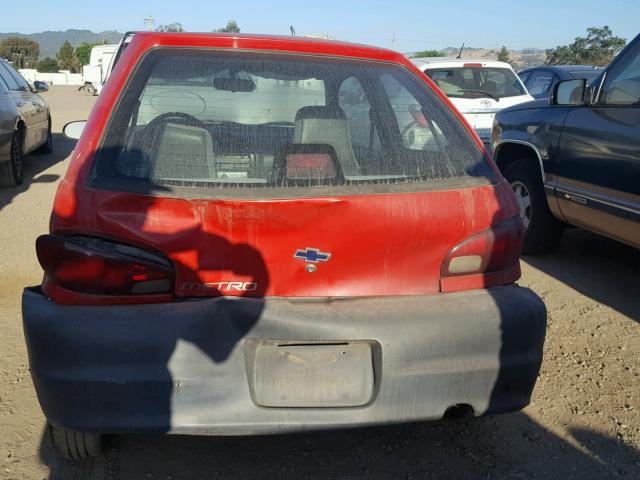 2C1MR2261W6709408 - 1998 CHEVROLET METRO RED photo 9