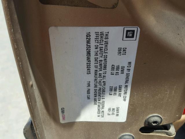 1G2WJ52M5WF232415 - 1998 PONTIAC GRAND PRIX GOLD photo 10