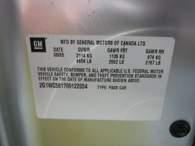 2G1WC581769122034 - 2006 CHEVROLET IMPALA SILVER photo 10