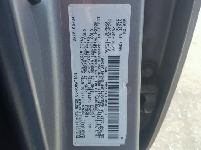 JTLKT324050176544 - 2005 TOYOTA SCION XB 灰色 照片 10