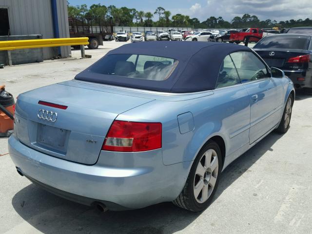 WAUAC48H43K033120 - 2003 AUDI A4 1.8 CAB BLUE photo 4