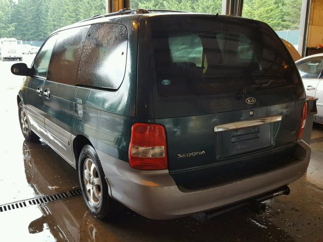 KNDUP131846581838 - 2004 KIA SEDONA EX GREEN photo 3