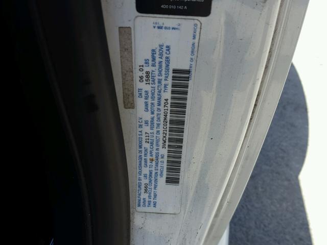 3VWCK21C02M401704 - 2002 VOLKSWAGEN NEW BEETLE 白色 照片 10