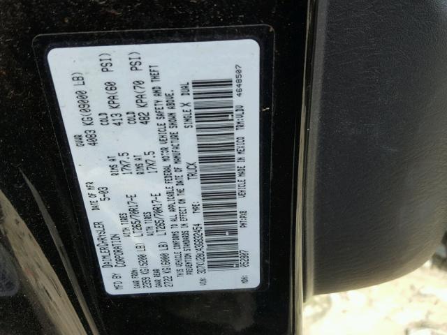 3D7KU28C43G832454 - 2003 DODGE RAM 2500 S BLACK photo 10