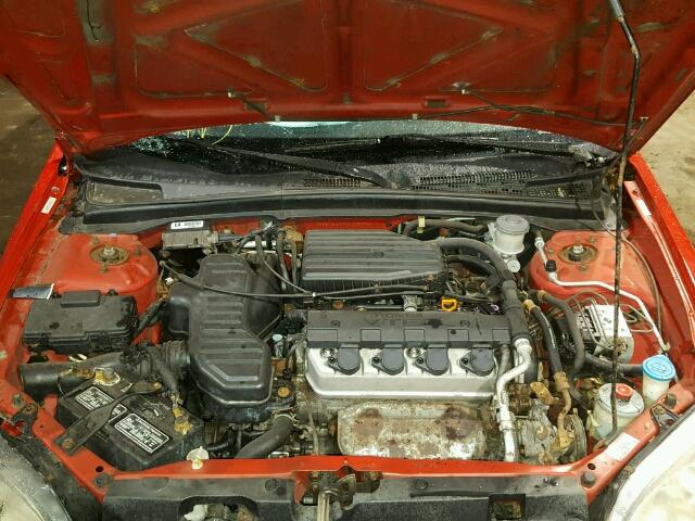 1HGEM22931L092790 - 2001 HONDA CIVIC EX RED photo 7