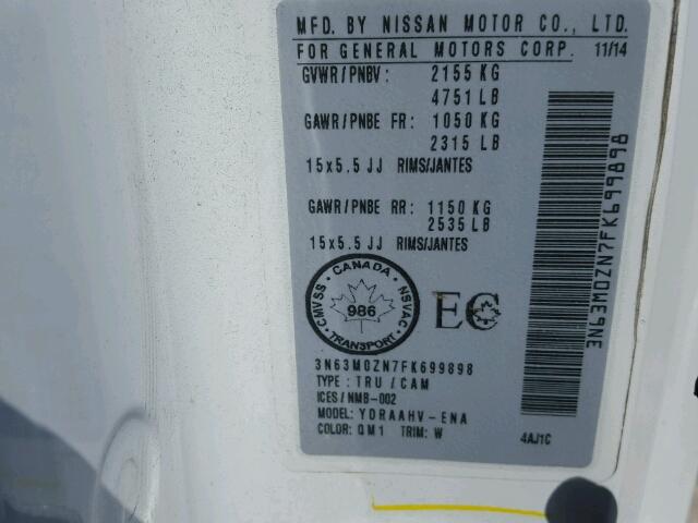 3N63M0ZN7FK699898 - 2015 CHEVROLET CITY EXPRE WHITE photo 10