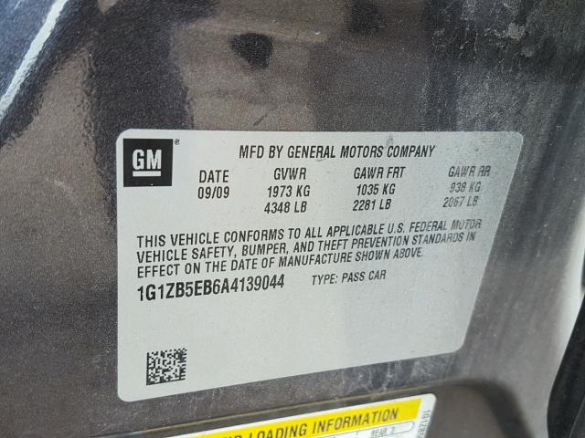 1G1ZB5EB6A4139044 - 2010 CHEVROLET MALIBU LS Boz foto 10