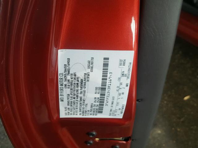 3FAFP31343R116943 - 2003 FORD FOCUS ZX3 RED photo 10