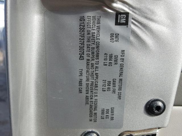 1G1ZS57F37F307543 - 2007 CHEVROLET MALIBU LS ვერცხლისფერი ფოტო 10