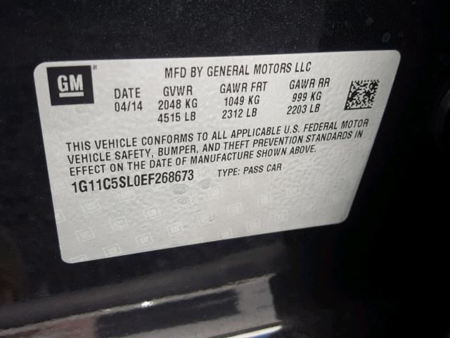 1G11C5SL0EF268673 - 2014 CHEVROLET MALIBU 1LT 黑色 照片 10