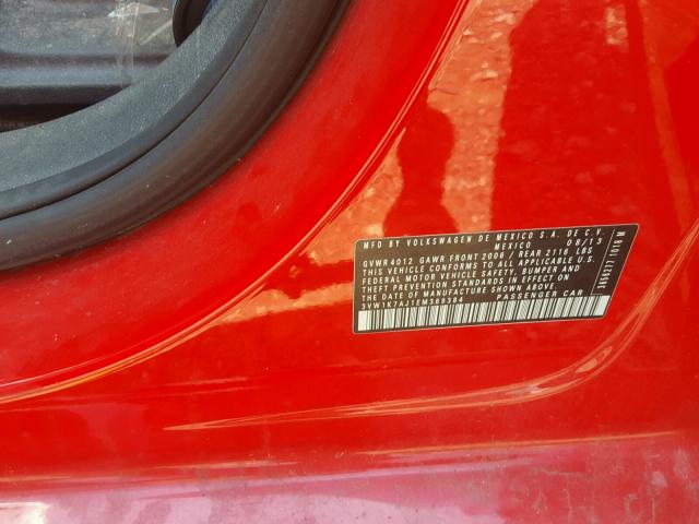 3VW1K7AJ1EM369384 - 2014 VOLKSWAGEN JETTA BASE Կարմիր լուսանկար 10