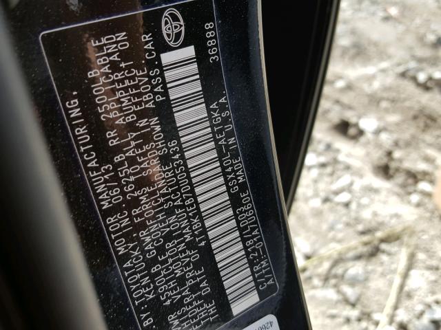 4T1BK1EB7DU053436 - 2013 TOYOTA AVALON BAS BLACK photo 10