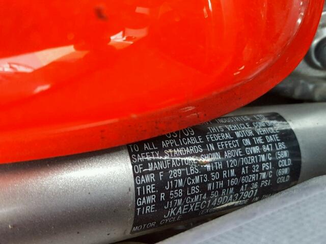 JKAEXEC149DA37901 - 2009 KAWASAKI EX650 C 红色 照片 10