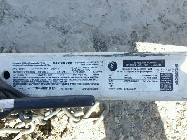 4DFTS1016HN128174 - 2017 UTILITY EZ LOADER BLUE photo 10