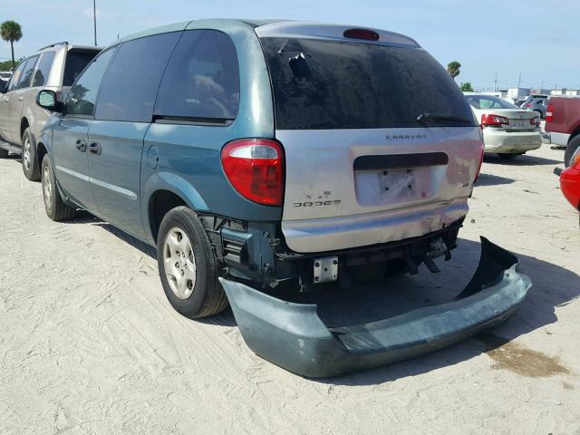 1B4GP25312B694470 - 2002 DODGE CARAVAN SE GREEN photo 3