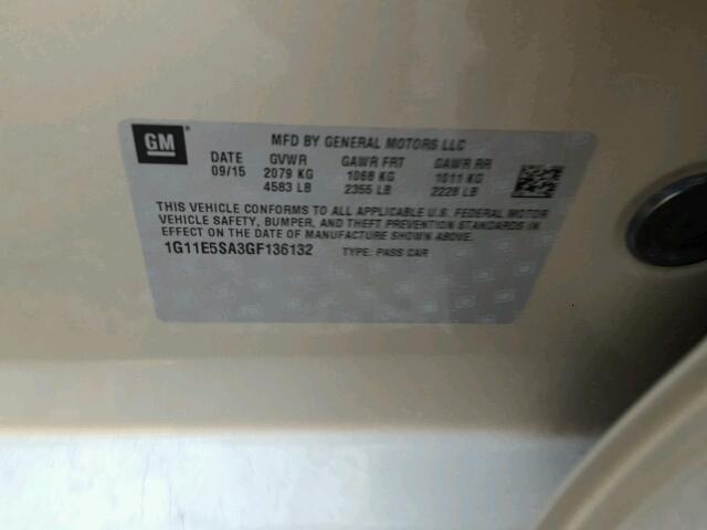 1G11E5SA3GF136132 - 2016 CHEVROLET MALIBU LIM 米色 照片 10
