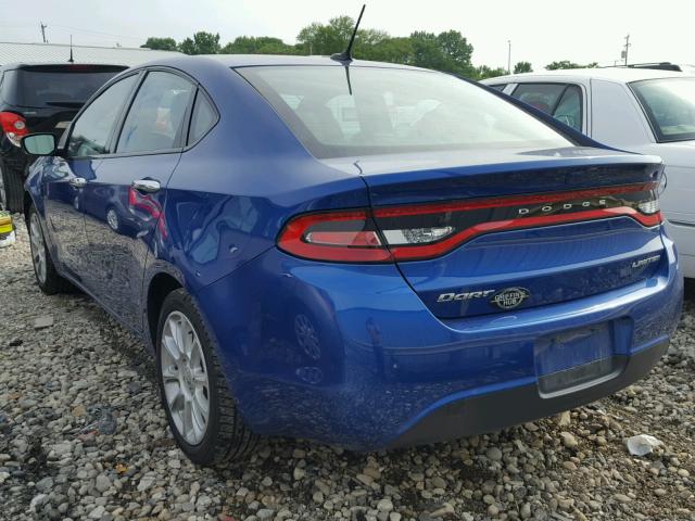 1C3CDFCA9DD302219 - 2013 DODGE DART LIMIT BLUE photo 3