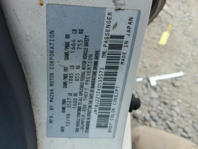 JM1BJ2215X0135573 - 1999 MAZDA PROTEGE ES 白色 照片 10