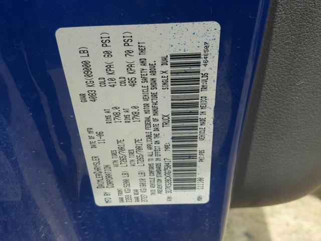 3D7KS28CX7G750417 - 2007 DODGE RAM 2500 S BLUE photo 10