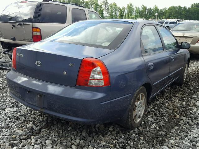 KNAFB161925081593 - 2002 KIA SPECTRA GS BLUE photo 4