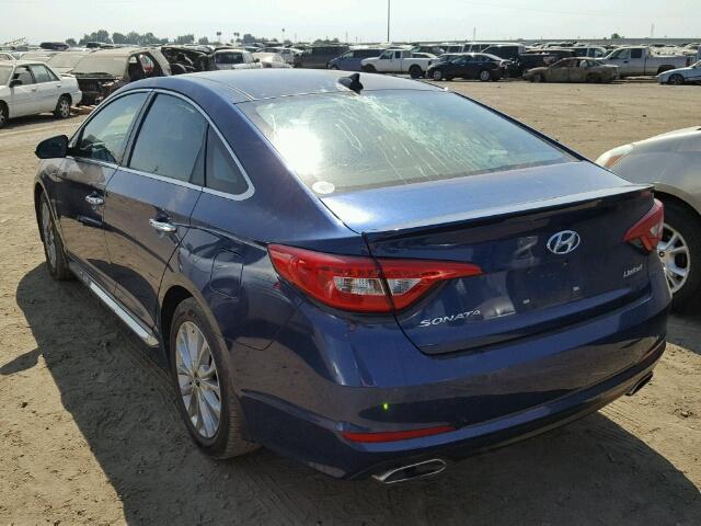 5NPE34AFXFH154301 - 2015 HYUNDAI SONATA SPO BLUE photo 3