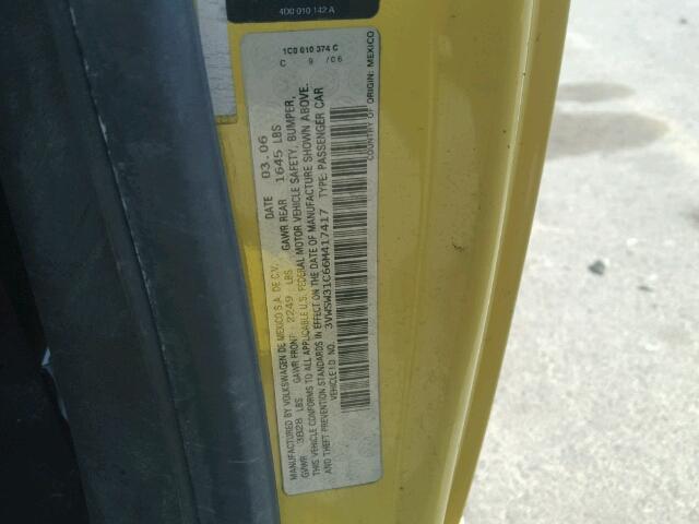 3VWSW31C66M417417 - 2006 VOLKSWAGEN NEW BEETLE Sarı foto 10