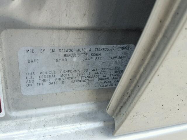 KL1TD52655B468020 - 2005 CHEVROLET AVEO BASE Күміс фото 10