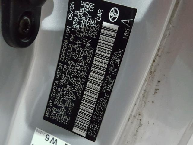 JTKDE167970148650 - 2007 TOYOTA SCION TC 银色 照片 10