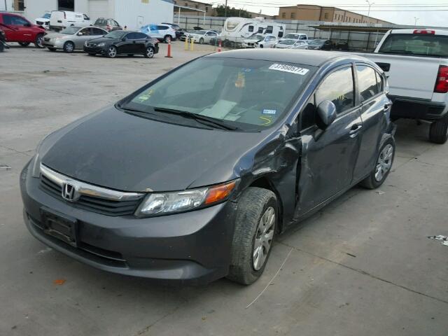 2HGFB2F52CH597446 - 2012 HONDA CIVIC LX GRAY photo 2