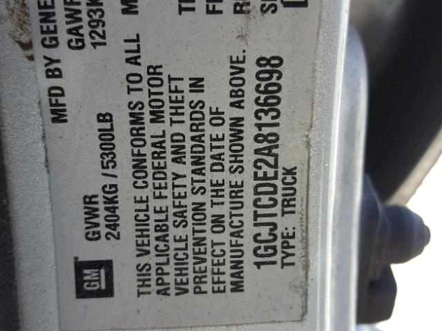 1GCJTCDE2A8136698 - 2010 CHEVROLET COLORADO L GRAY photo 10