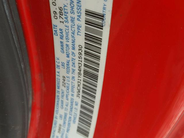 3VWCM31Y84M315930 - 2004 VOLKSWAGEN NEW BEETLE 红色 照片 10