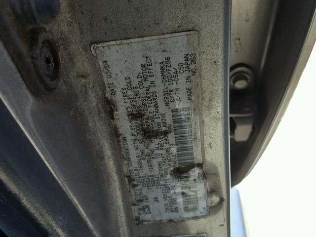 JTLKT334840165479 - 2004 TOYOTA SCION XB ვერცხლისფერი ფოტო 10