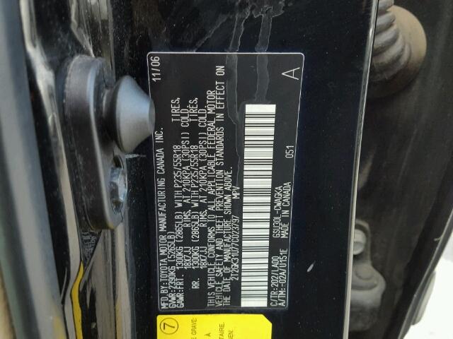 2T2GK31U77C023797 - 2007 LEXUS RX 350 BLACK photo 10