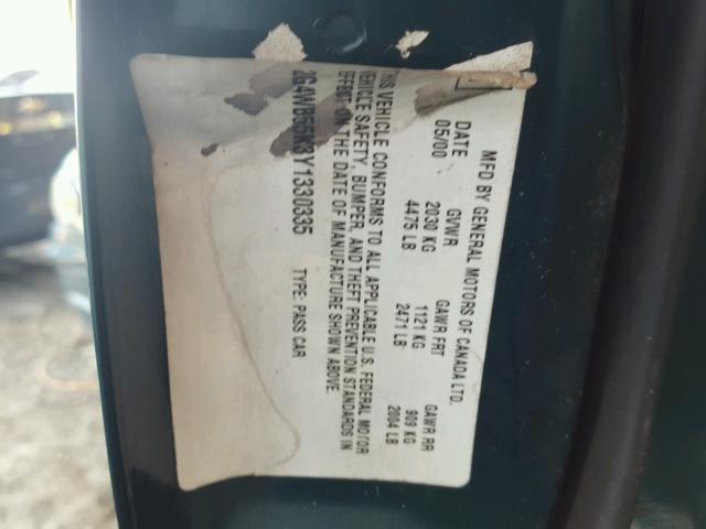 2G4WB55K3Y1330335 - 2000 BUICK REGAL LS 绿色 照片 10