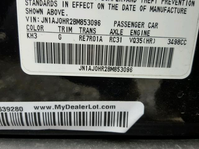 JN1AJ0HR2BM853096 - 2011 INFINITI EX35 BASE BLACK photo 10