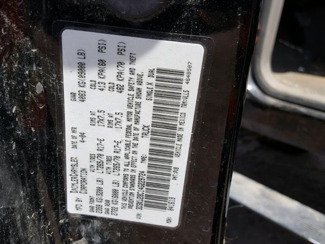 3D3KU28C14G229724 - 2004 DODGE RAM 2500 S BLACK photo 10