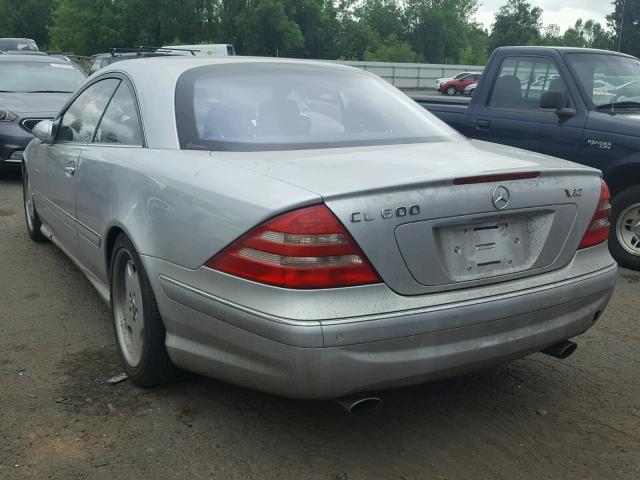 WDBPJ78J22A019615 - 2002 MERCEDES-BENZ CL 600 SILVER photo 3