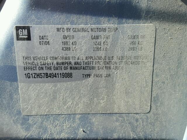 1G1ZH57B494119088 - 2009 CHEVROLET MALIBU 1LT 蓝色 照片 10