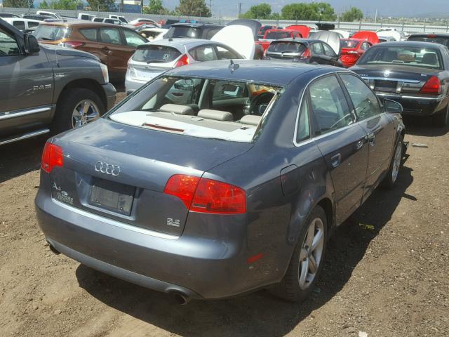 WAUDH98E87A190050 - 2007 AUDI A4 3.2 QUA GRAY photo 4