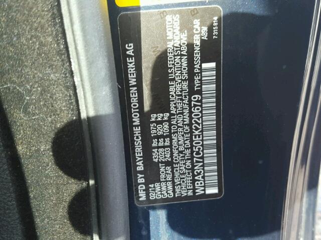 WBA3N7C50EK220679 - 2014 BMW 428 I BLUE photo 10