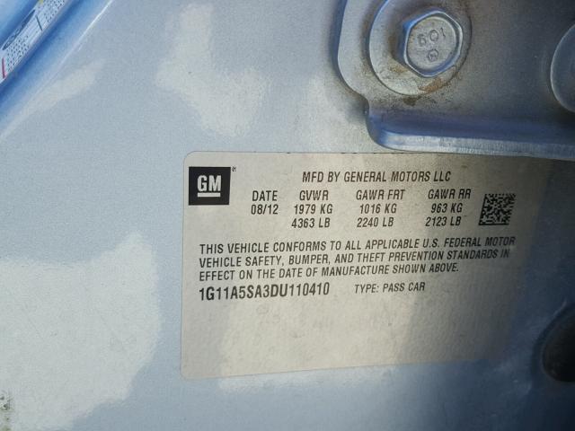 1G11A5SA3DU110410 - 2013 CHEVROLET MALIBU LS Gümüş foto 10