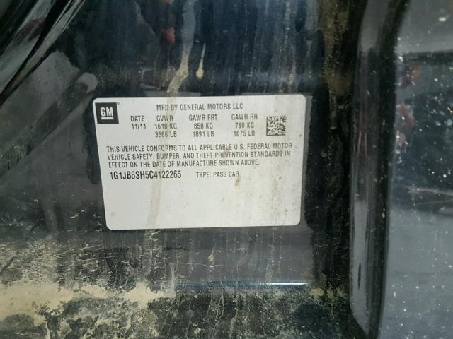 1G1JB6SH5C4122265 - 2012 CHEVROLET SONIC LS 黑色 照片 10