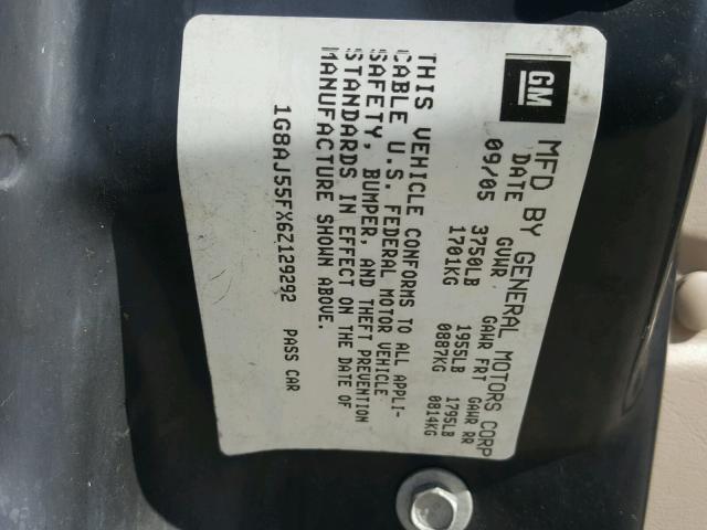 1G8AJ55FX6Z129292 - 2006 SATURN ION LEVEL BURGUNDY photo 10