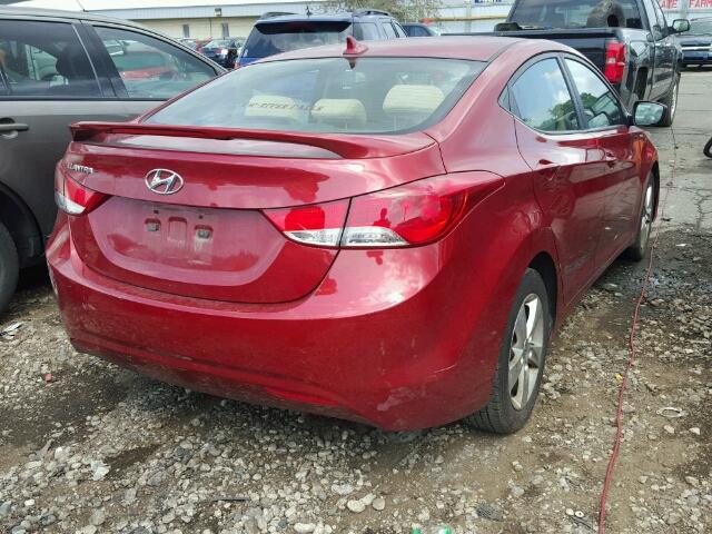 KMHDH4AE2DU712919 - 2013 HYUNDAI ELANTRA GL RED photo 4